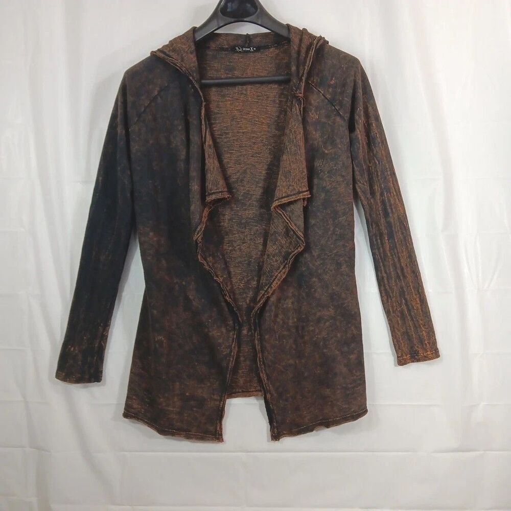 Urban X Hooded Cardigan Women's Size Medium Open Front Brown